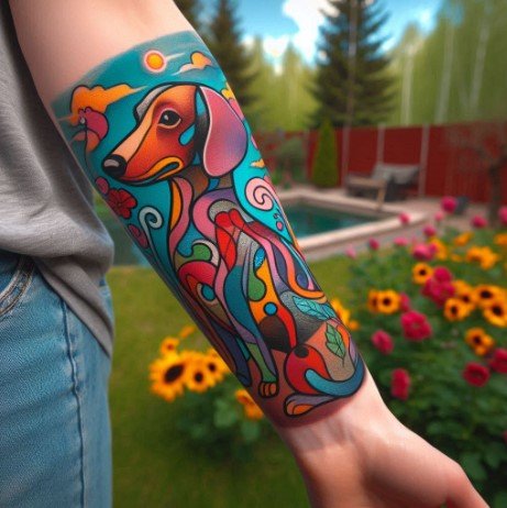 Picasso Dachshund Tattoo